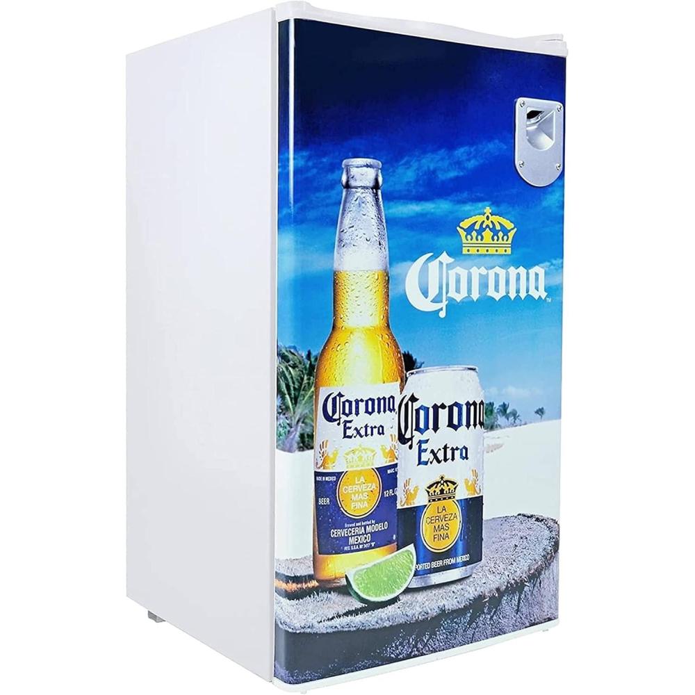 image:imageCorona Compact Fridge with Bottle Opener 90 L 95 Quart 32 Cubic Foot for Snacks Beverages Juice Beer Den Dorm Office Games Room or RV
