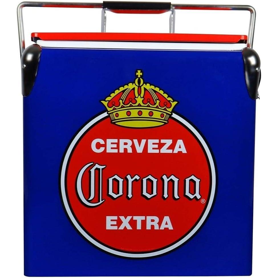 image:imageCorona Retro Ice Chest Cooler 18 Can Ice Box Portable Ice Bucket with Bottle Opener Vintage Style Insulated for Camping Beach Picnic RV BBQs Tailgating Fishing 13L 14 qt