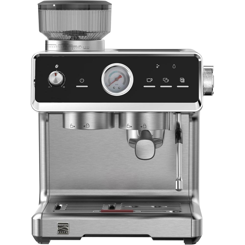 image:imageKenmore Espresso Machine Automatic Coffee Maker with Manual Tamper Auto Cleaning Milk Steamer amp Frother Bean Grinder Brew Professional Barista Style Cappuccino Caf LatteAutoTamping