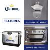 Corona Ice Chest Cooler – Portable Ice Bucket with Bottle Opener, Vintage Style, Insulated for Camping, Beach, Picnic, RV, BBQs, Tailgating, Fishing, Stainless Steel 85 Can Ice Box, 51L (54 qt)