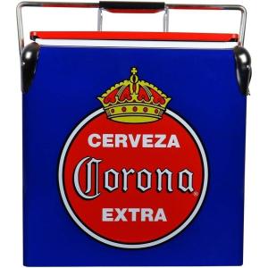 Corona Retro Ice Chest Cooler – 18 Can Ice Box, Portable Ice Bucket with Bottle Opener, Vintage Style, Insulated for Camping, Beach, Picnic, RV, BBQs, Tailgating, Fishing, 13L (14 qt)