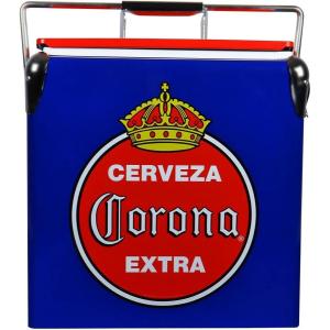 Corona Retro Ice Chest Cooler – Portable Ice Bucket with Bottle Opener, Vintage Style, Insulated for Camping, Beach, Picnic, RV, BBQs, Tailgating, Fishing, 18 Can Ice Box, 13L (14 qt)