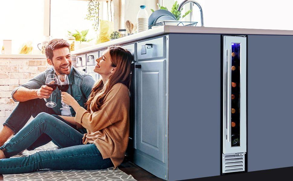 image:imageKoolatron 18 Bottle 56 Can Wine Fridge BuiltIn Wine Cooler with Glass Door 53 cuft Front Vent Beverage Can Refrigerator for Red White Wine Digital Temperature ControlDual Temperature Zone7 Bottle