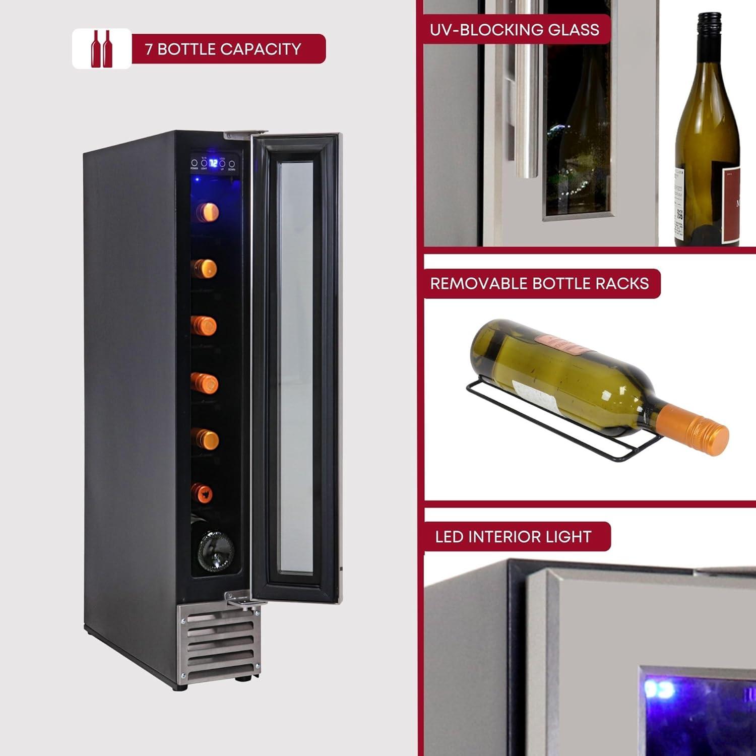 image:imageKoolatron 18 Bottle 56 Can Wine Fridge BuiltIn Wine Cooler with Glass Door 53 cuft Front Vent Beverage Can Refrigerator for Red White Wine Digital Temperature ControlDual Temperature Zone7 Bottle