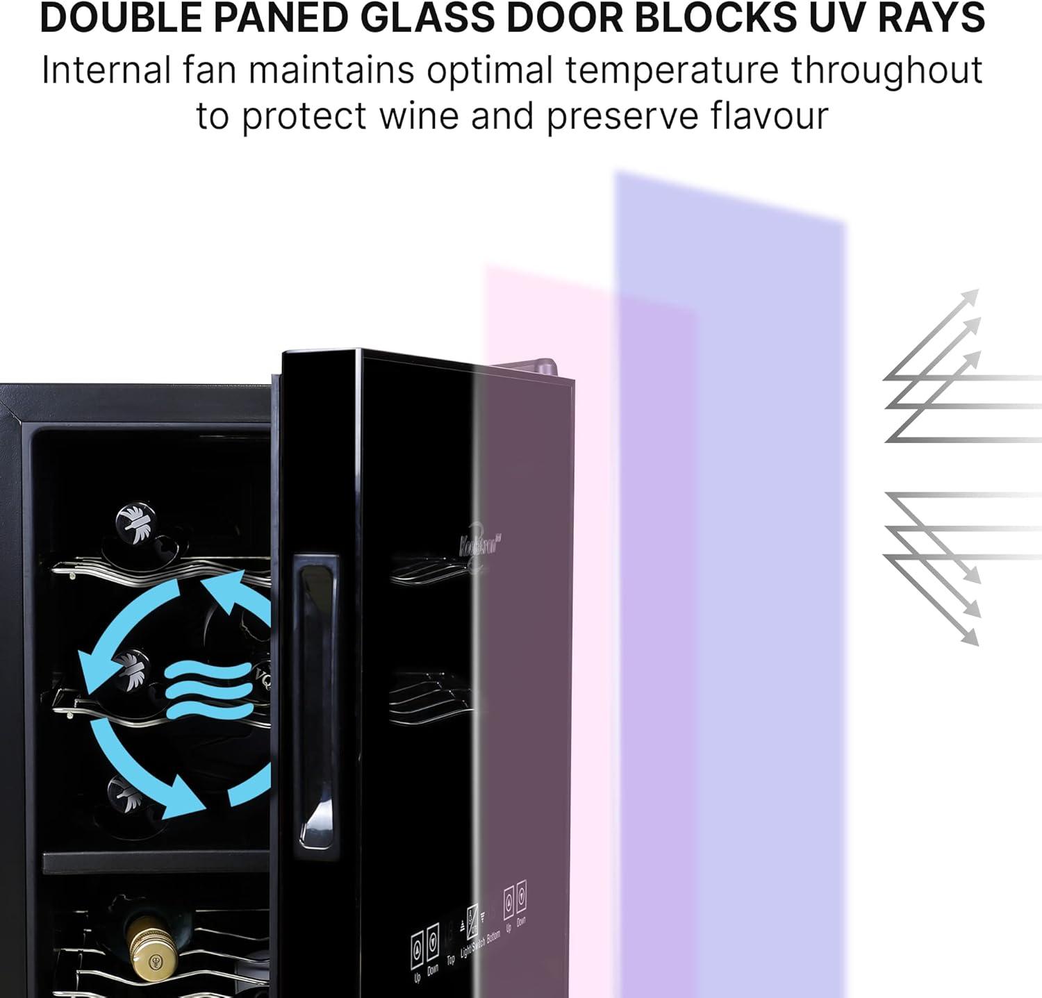 image:imageKoolatron 18 Bottle Wine Fridge Wine Cooler with Glass Door 17 cu ft 48L Beverage Can Refrigerator Digital Temperature ControlDual temperature zone Ideal for Red White amp Sparkling Wine