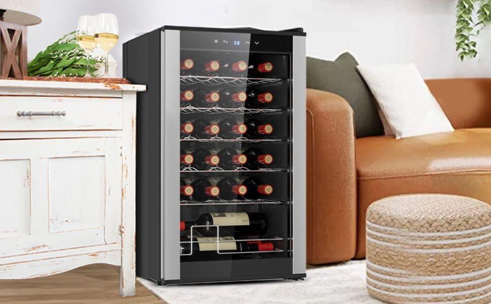 image:imageKoolatron 24 Bottle Wine Fridge Freestanding Wine Cooler with Glass Door 24 cu ft 68 L Beverage Can Refrigerator Digital Temperature Control Ideal for Red White Sparkling Wine Champagne