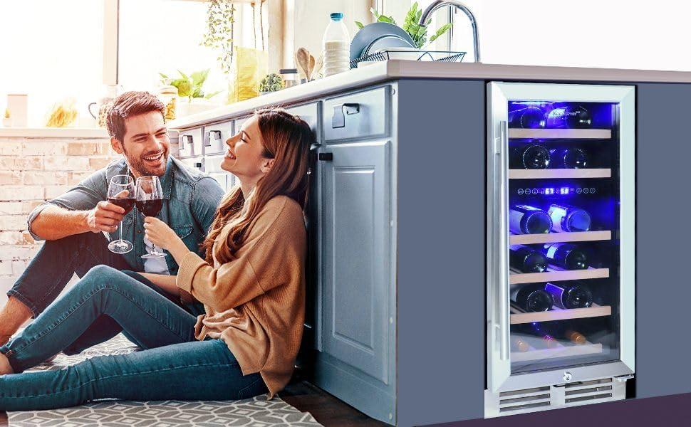 image:imageKoolatron 28 Bottle Wine Fridge Wine Cooler with Glass Door 35 cu ft 100L Beverage Can Refrigerator Digital Temperature ControlDual Temperature Zone Ideal for White Red Sparkling Wine28 Bottle