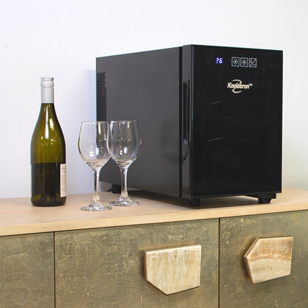 image:imageKoolatron 6 Bottle Wine Fridge Freestanding Wine Cooler with Glass Door 06 cu ft 16 L Beverage Can Refrigerator Digital Temperature Control Ideal for Red White amp Sparkling Wine Champagne