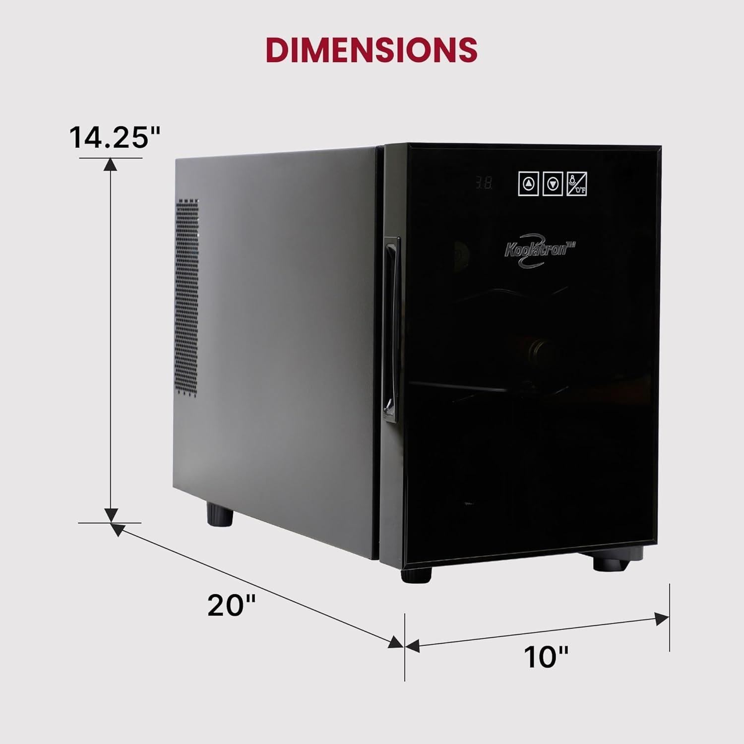 image:imageKoolatron 6 Bottle Wine Fridge Freestanding Wine Cooler with Glass Door 06 cu ft 16 L Beverage Can Refrigerator Digital Temperature Control Ideal for Red White amp Sparkling Wine Champagne