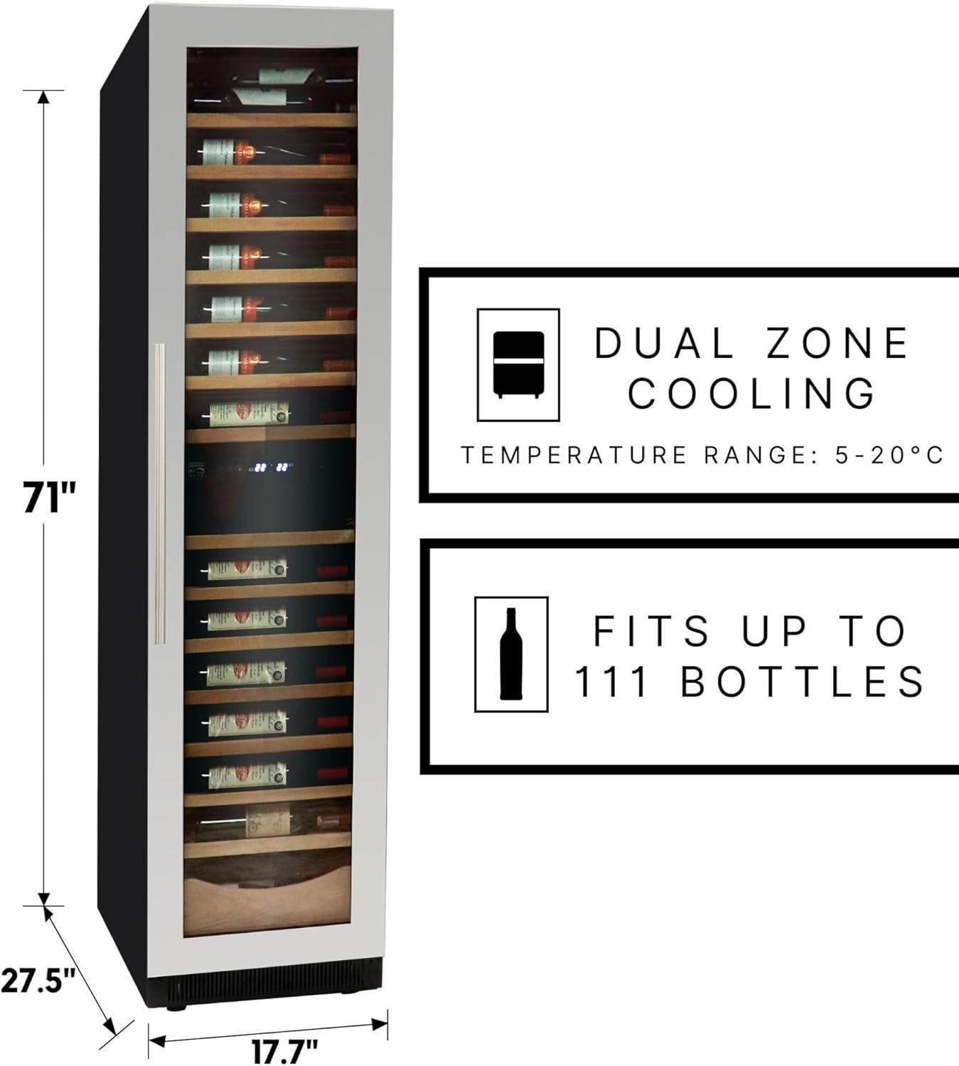 image:imageKoolatron Kenmore 111 Bottle Wine Fridge Freestanding Wine Cooler with Glass Door 18 In Beverage Can Refrigerator Dual temperature zone Ideal for Red White amp Sparkling Wine