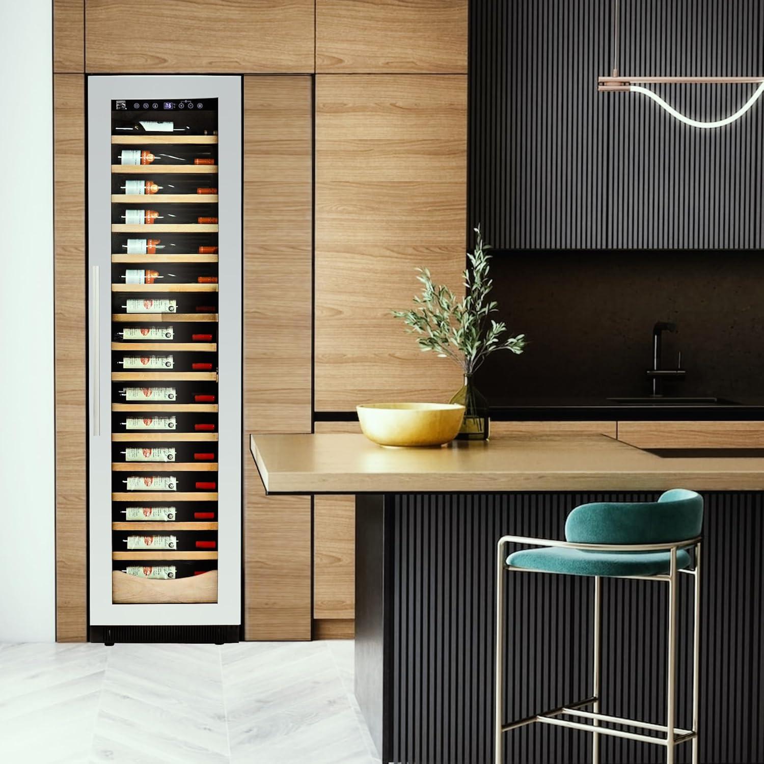 image:imageKoolatron Kenmore 112 Bottle Wine Fridge Freestanding Wine Cooler with Glass Door 18 inch Beverage Can Refrigerator Digital Temperature Control Ideal for Red White Sparkling Wine amp Champagne