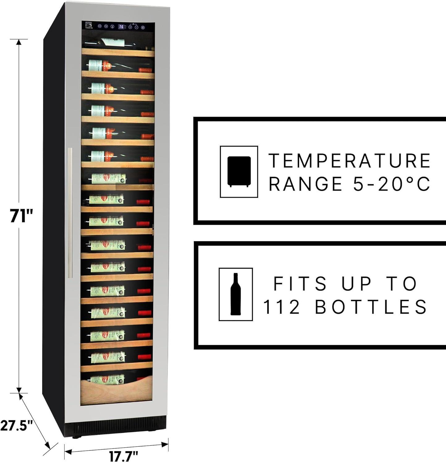 image:imageKoolatron Kenmore 112 Bottle Wine Fridge Freestanding Wine Cooler with Glass Door 18 inch Beverage Can Refrigerator Digital Temperature Control Ideal for Red White Sparkling Wine amp Champagne