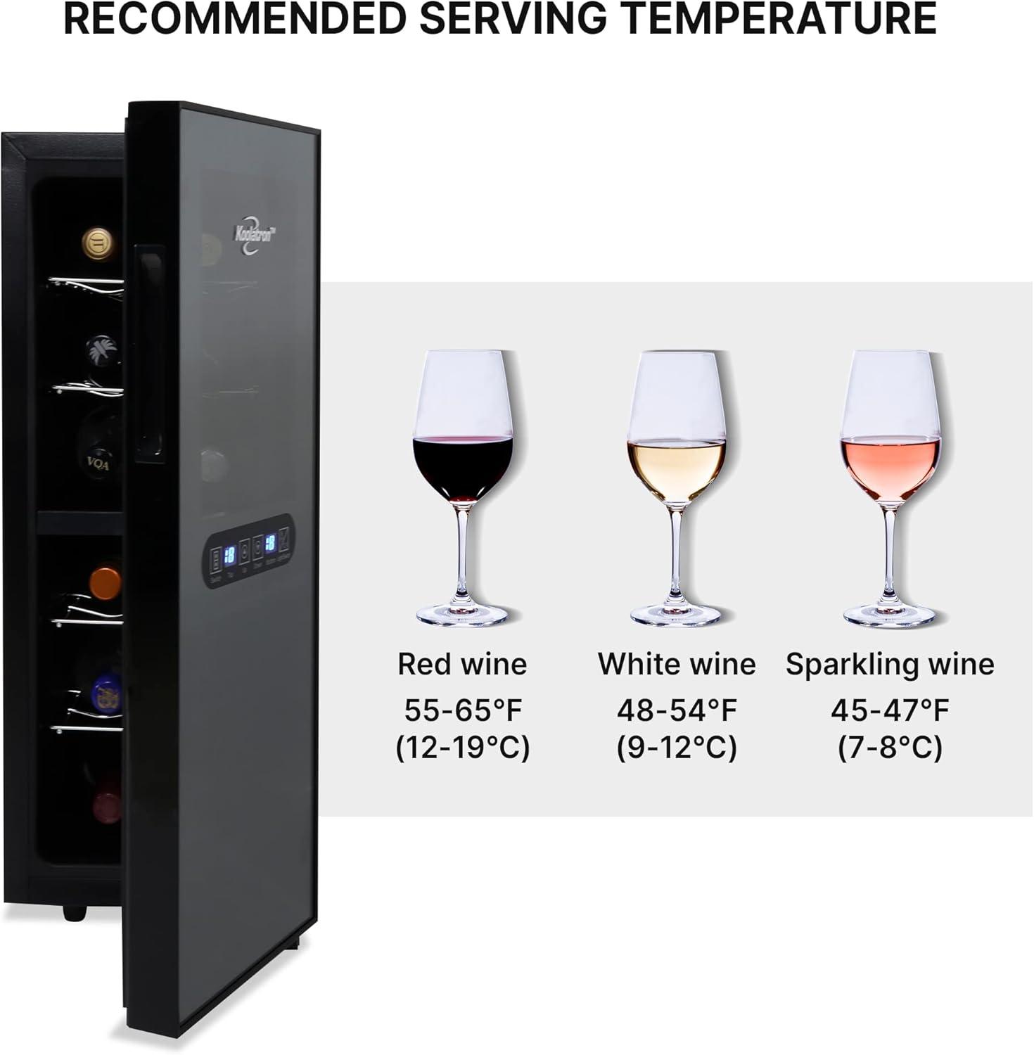 image:imageKoolatron Urban Series 12 Bottle Wine Cooler Refrigerator Dual Zone Thermoelectric Wine Fridge Freestanding Wine Cellar for Red White Sparkling Wine Ideal for Kitchen Apartment RV12 bottle Dual Zone