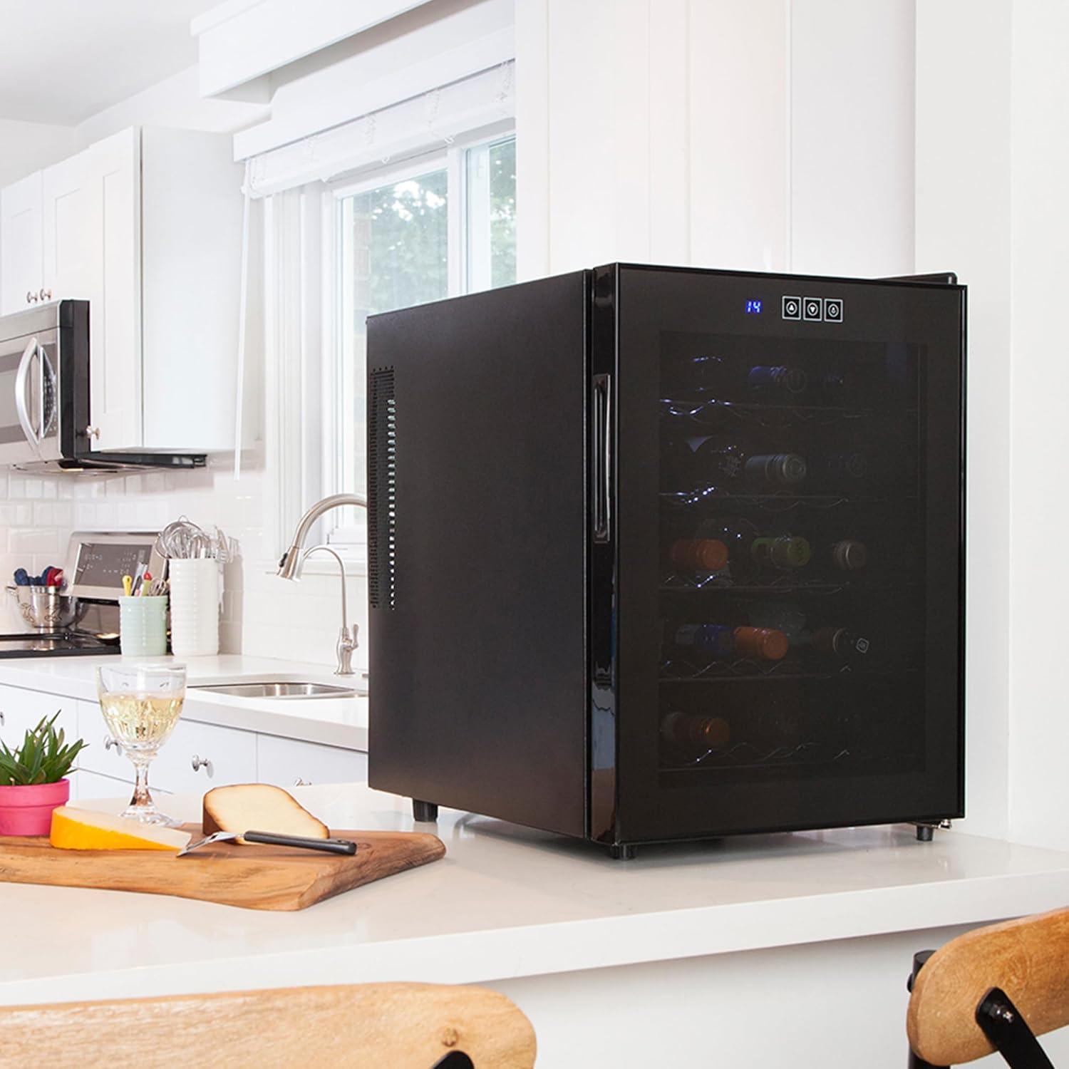 image:imageKoolatron Urban Series 20 Bottle Wine Cooler Black Thermoelectric Wine Fridge Freestanding Wine Refrigerator for Home Bar Small Kitchen Apartment Condo Cottage RV20 Bottle