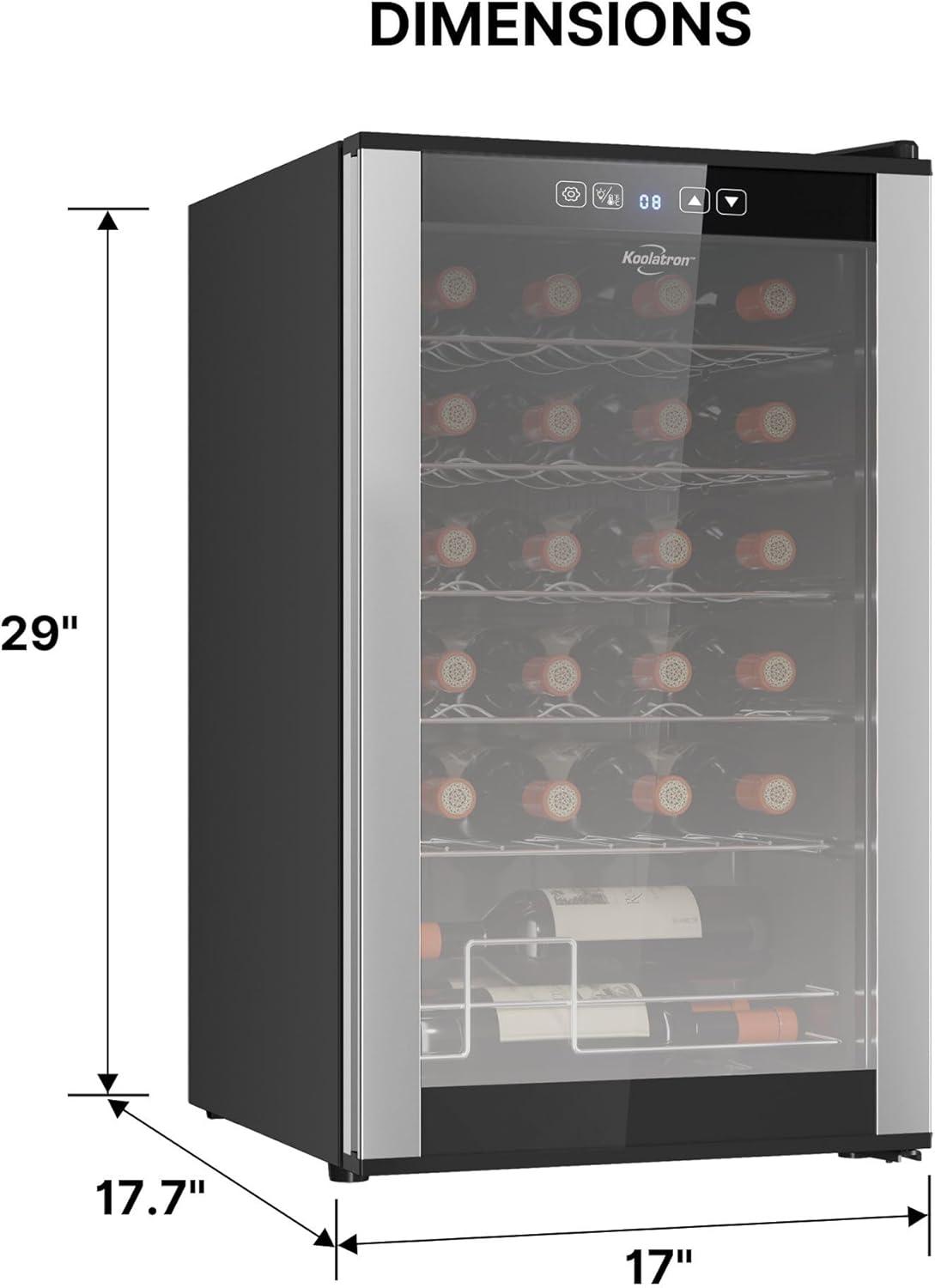 image:imageKoolatron Wine Fridge Wine Cooler 10 Bottle Wine Cabinet for Champagne Red White Wine Thermoelectric Freestanding Celler For Bar Home Kitchen Paned Glass Door24 Bottle