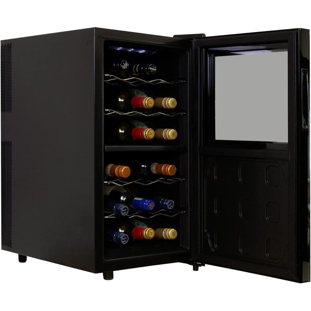 image:imageKoolatron 18 Bottle Wine Fridge Wine Cooler with Glass Door 17 cu ft 48L Beverage Can Refrigerator Digital Temperature ControlDual temperature zone Ideal for Red White amp Sparkling Wine