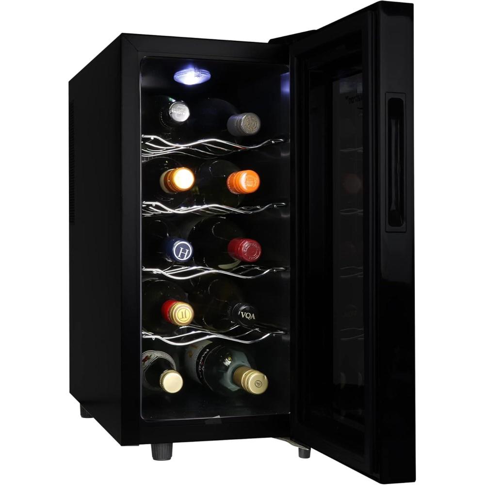 image:imageKoolatron 28 Bottle Wine Fridge Wine Cooler with Glass Door 35 cu ft 100L Beverage Can Refrigerator Digital Temperature ControlDual Temperature Zone Ideal for White Red Sparkling Wine10 Bottle