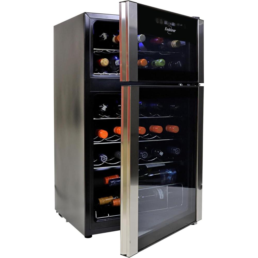 image:imageKoolatron 29 Bottle Wine Fridge Wine Cooler with Glass Door 3 Cu ft 86 L Beverage Can Refrigerator Digital Temperature ControlDual temperature zone Ideal for White Red amp Sparkling Wine
