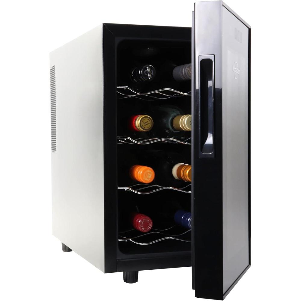 image:imageKoolatron 8 Bottle Wine Fridge Freestanding Wine Cooler with Glass Door 08 cu ft 23 L Beverage Can Refrigerator Digital Temperature Control Ideal for White Red amp Sparkling Wine Champagne