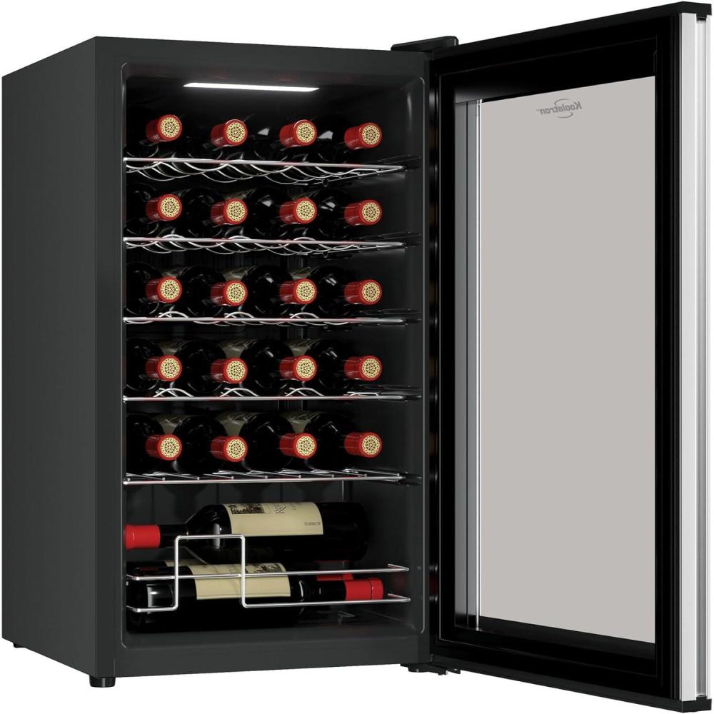image:imageKoolatron Urban Series 12 Bottle Wine Cooler Refrigerator Dual Zone Thermoelectric Wine Fridge Freestanding Wine Cellar for Red White Sparkling Wine Ideal for Kitchen Apartment RV24 Bottles