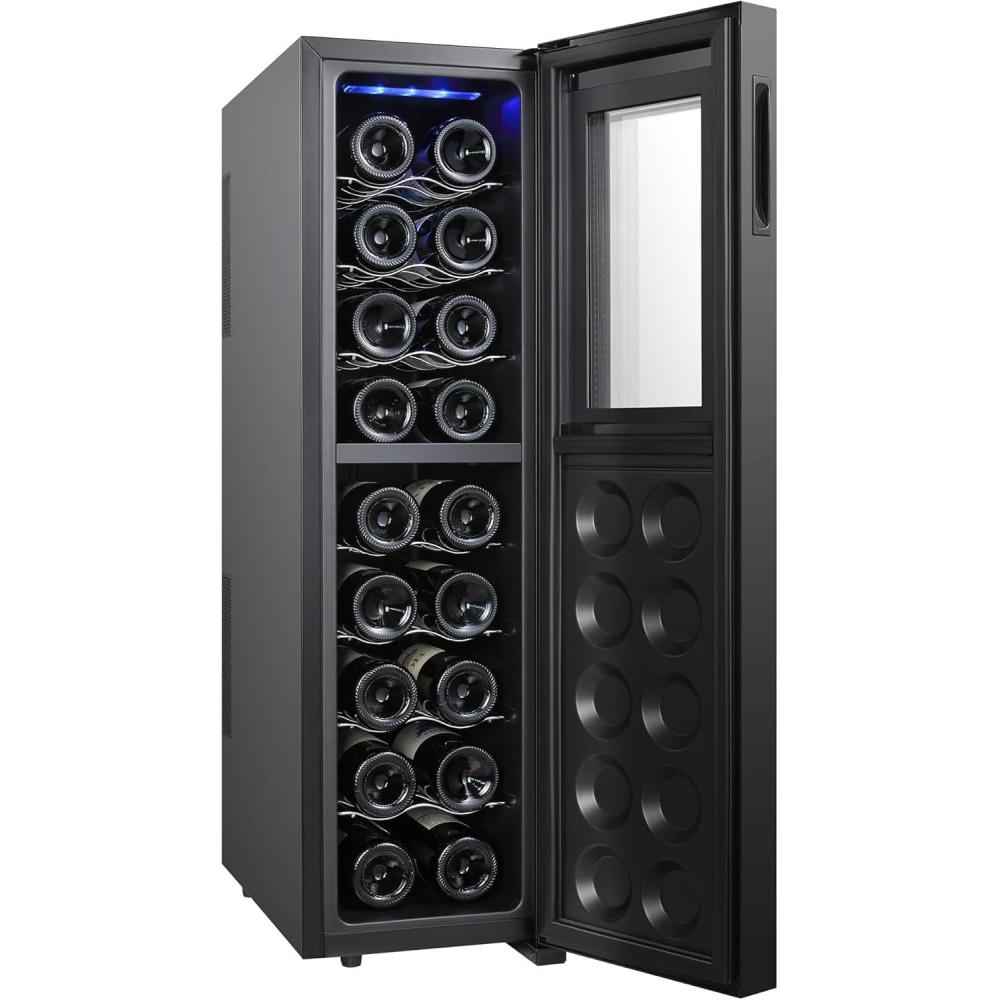 image:imageKoolatron Urban Series 12 Bottle Wine Cooler Refrigerator Dual Zone Thermoelectric Wine Fridge Freestanding Wine Cellar for Red White Sparkling Wine Ideal for Kitchen Apartment RV18 bottles 8 upper 10 lower