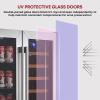 Koolatron 18 Bottle 56 Can Wine Fridge – Built-In Freestanding Wine Cooler with Glass Door 5.3 cu.ft Front Vent Beverage Refrigerator for Red White Wine Dual Temperature Zone (Silver Black 150 L)