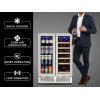 Koolatron 18 Bottle 56 Can Wine Fridge – Built-In Freestanding Wine Cooler with Glass Door 5.3 cu.ft Front Vent Beverage Refrigerator for Red White Wine Dual Temperature Zone (Silver Black 150 L)