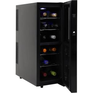 Koolatron 12 Bottle Wine Fridge – Wine Cooler with Glass Door, 1.2 Cu Ft (33 L) Beverage Can Refrigerator, Digital Temperature Control/Dual temperature zone, Ideal for White, Red & Sparkling Wine