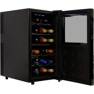Koolatron 18 Bottle Wine Fridge – Wine Cooler with Glass Door, 1.7 cu. ft (48L), Beverage Can Refrigerator, Digital Temperature Control/Dual temperature zone, Ideal for Red, White & Sparkling Wine