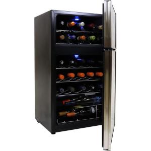 Koolatron 24 Bottle Wine Cooler Black Compressor Wine Fridge | 2.4 cu ft (68 L) Freestanding Wine Cellar | Red White & Sparkling Wine Storage | UV-Blocking Glass | Home Bar Kitchen Apartment Condo(29 Bottle)
