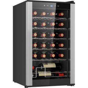 Koolatron 24 Bottle Wine Fridge – Freestanding Wine Cooler with Glass Door, 2.4 cu. ft (68 L), Beverage Can Refrigerator, Digital Temperature Control, Ideal for Red, White, Sparkling Wine, Champagne
