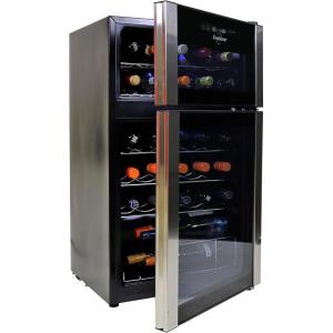 Koolatron 29 Bottle Wine Fridge – Wine Cooler with Glass Door, 3 Cu ft (86 L) Beverage Can Refrigerator, Digital Temperature Control/Dual temperature zone, Ideal for White, Red & Sparkling Wine