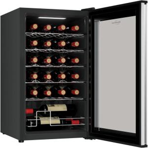 Koolatron Urban Series 12 Bottle Wine Cooler Refrigerator Dual Zone Thermoelectric Wine Fridge Freestanding Wine Cellar for Red White Sparkling Wine Ideal for Kitchen Apartment RV(24 Bottles)