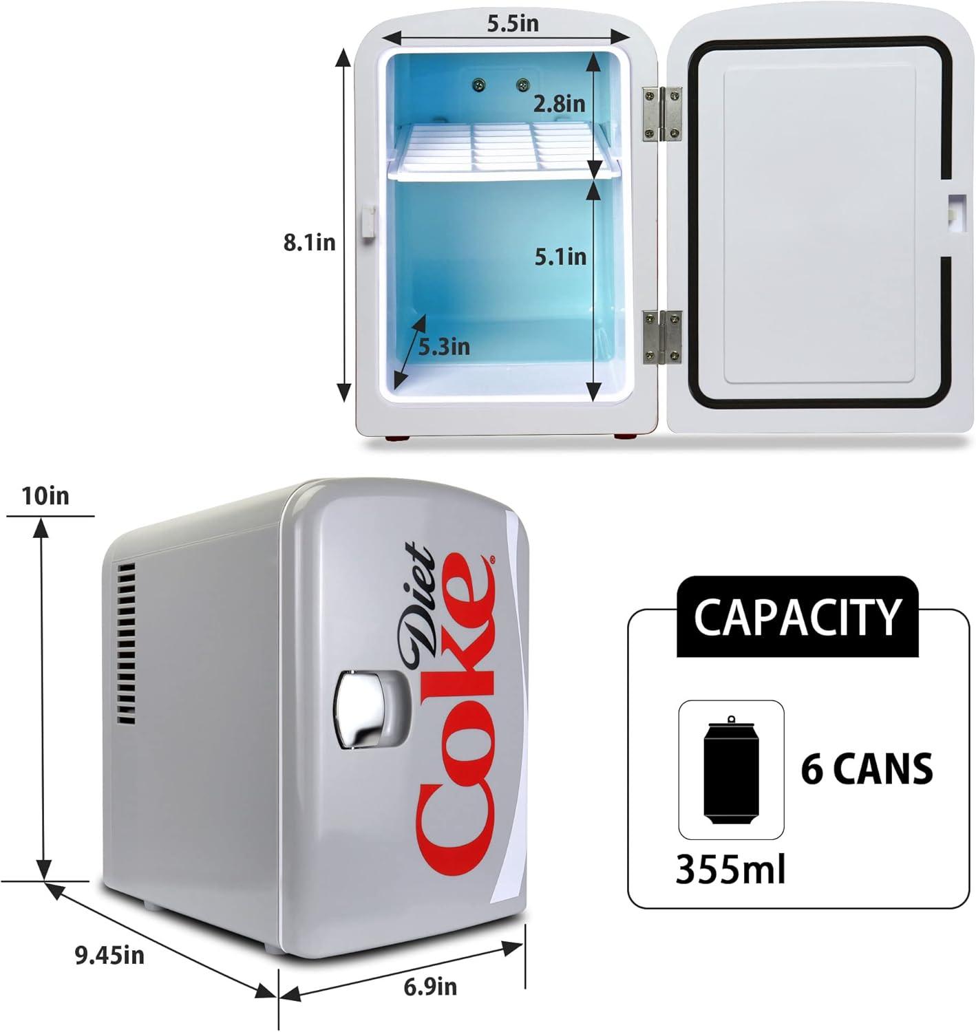 image:imageCocaCola Diet Coke DC04 4 Liter42 Quarts 6 Can Portable Mini CoolerFridge Beverages Baby Food Skincare and MedicationsUse at Home Office Dorm Car RV or Boatwith AC amp DC Plugs Gray