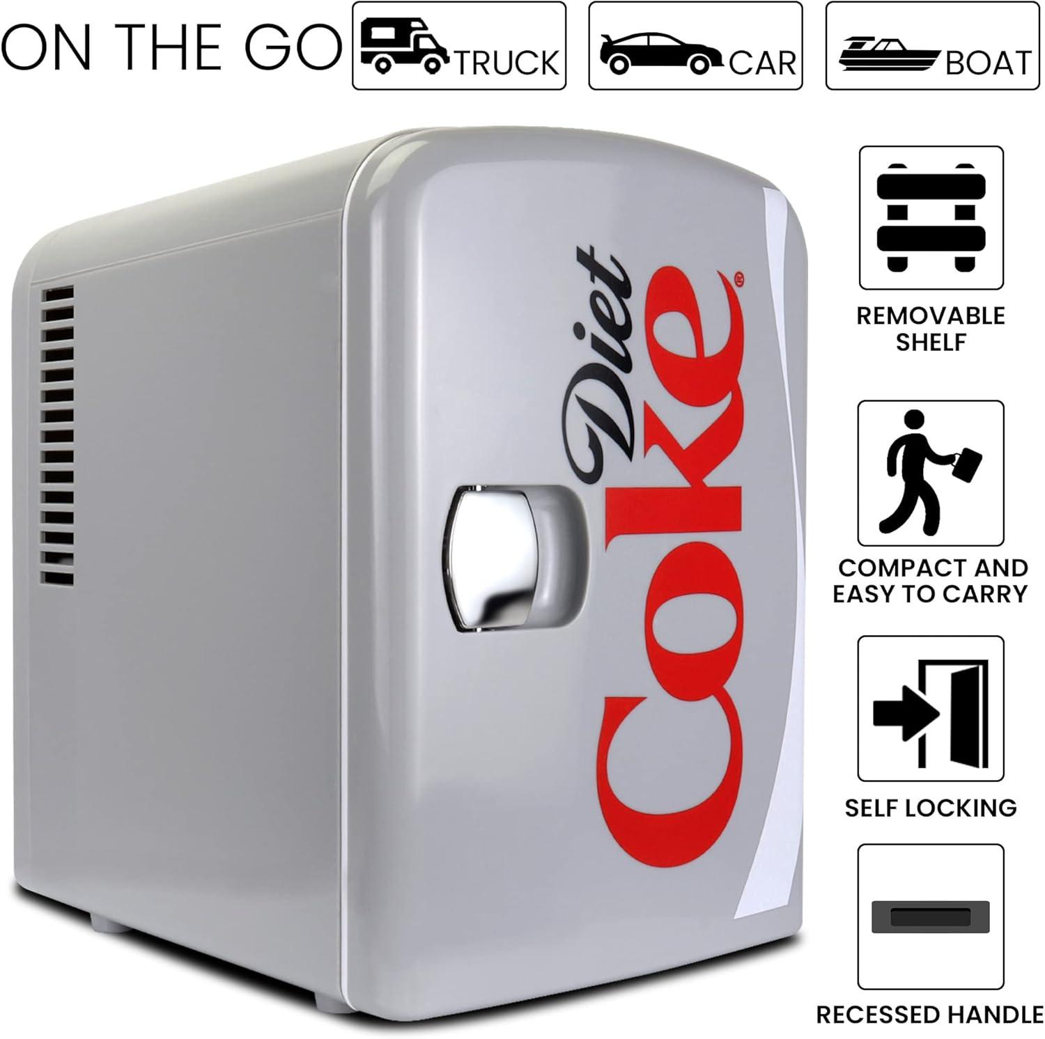 image:imageCocaCola Diet Coke DC04 4 Liter42 Quarts 6 Can Portable Mini CoolerFridge Beverages Baby Food Skincare and MedicationsUse at Home Office Dorm Car RV or Boatwith AC amp DC Plugs Gray
