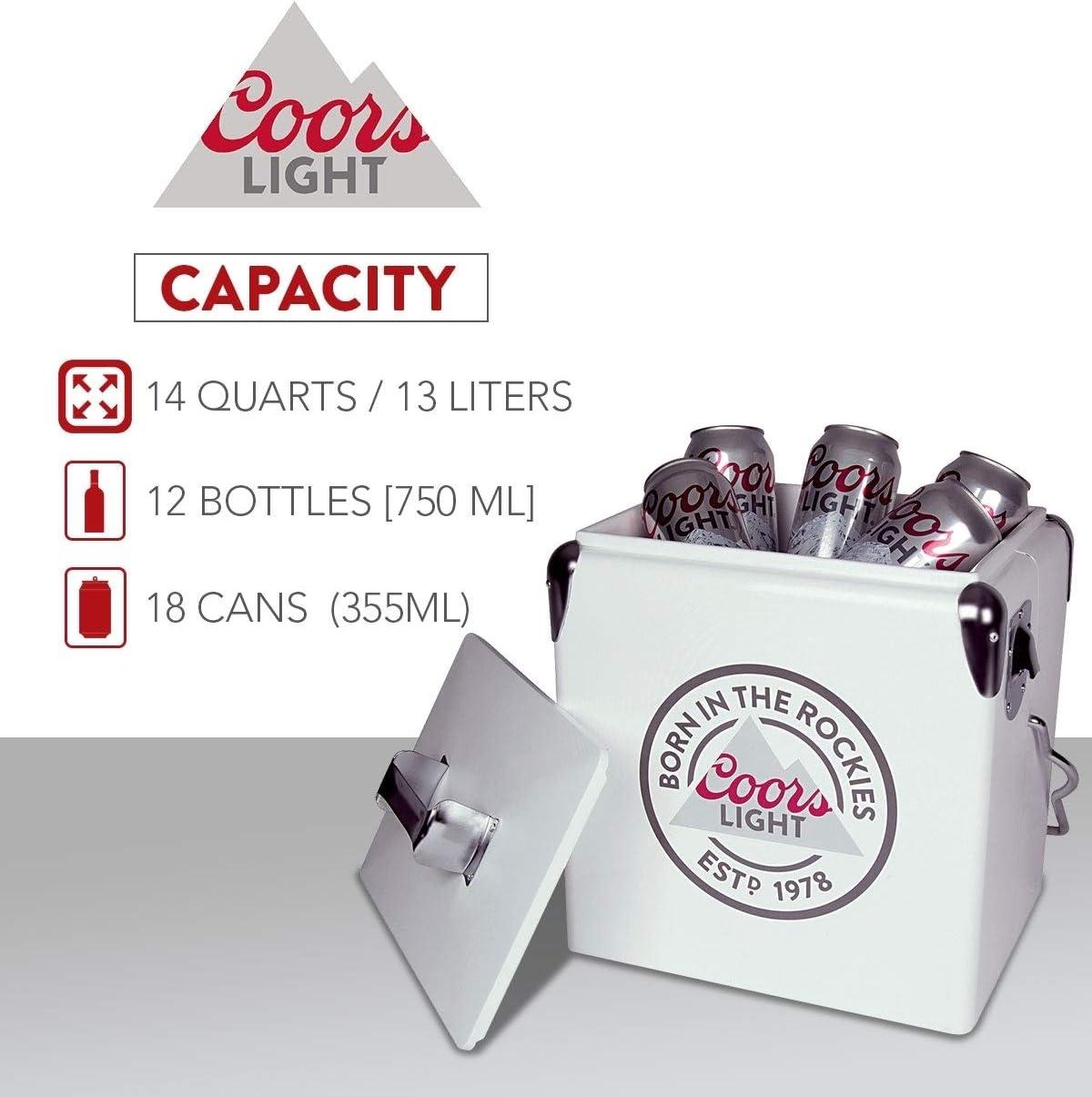 image:imageCoors Light Ice Chest Cooler Portable Ice Bucket with Bottle Opener Vintage Style Insulated for Camping Beach Picnic RV BBQs Tailgating Fishing SteelBelted 18 Can Ice Box 13L 14 qt