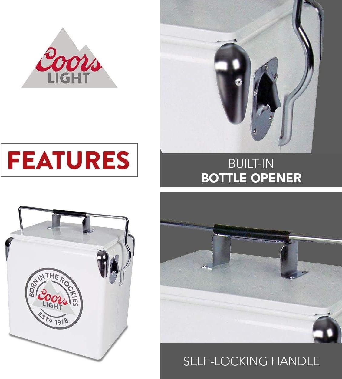 image:imageCoors Light Ice Chest Cooler Portable Ice Bucket with Bottle Opener Vintage Style Insulated for Camping Beach Picnic RV BBQs Tailgating Fishing SteelBelted 18 Can Ice Box 13L 14 qt