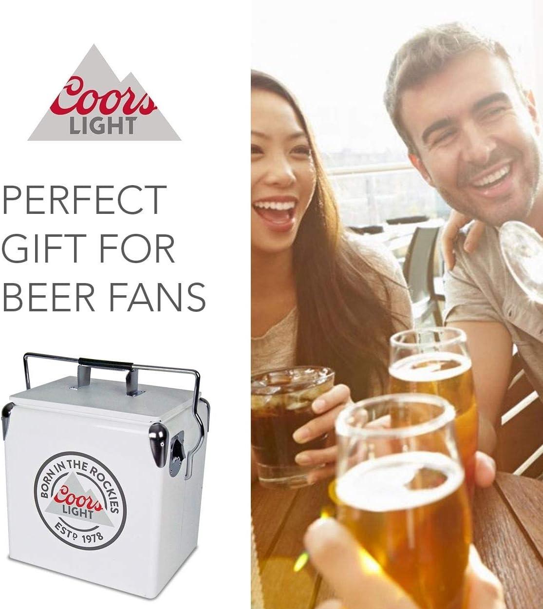 image:imageCoors Light Ice Chest Cooler Portable Ice Bucket with Bottle Opener Vintage Style Insulated for Camping Beach Picnic RV BBQs Tailgating Fishing SteelBelted 18 Can Ice Box 13L 14 qt