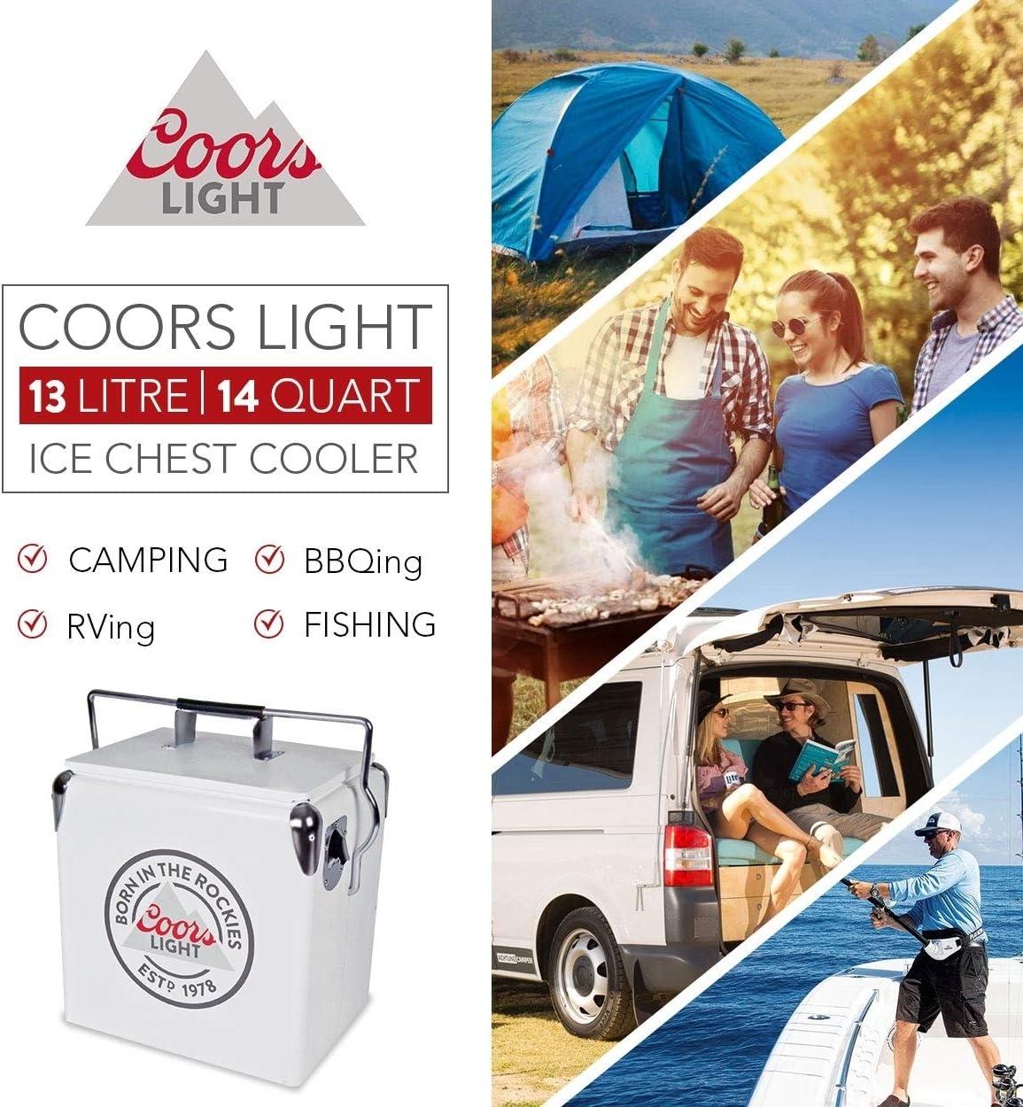 image:imageCoors Light Ice Chest Cooler Portable Ice Bucket with Bottle Opener Vintage Style Insulated for Camping Beach Picnic RV BBQs Tailgating Fishing SteelBelted 18 Can Ice Box 13L 14 qt