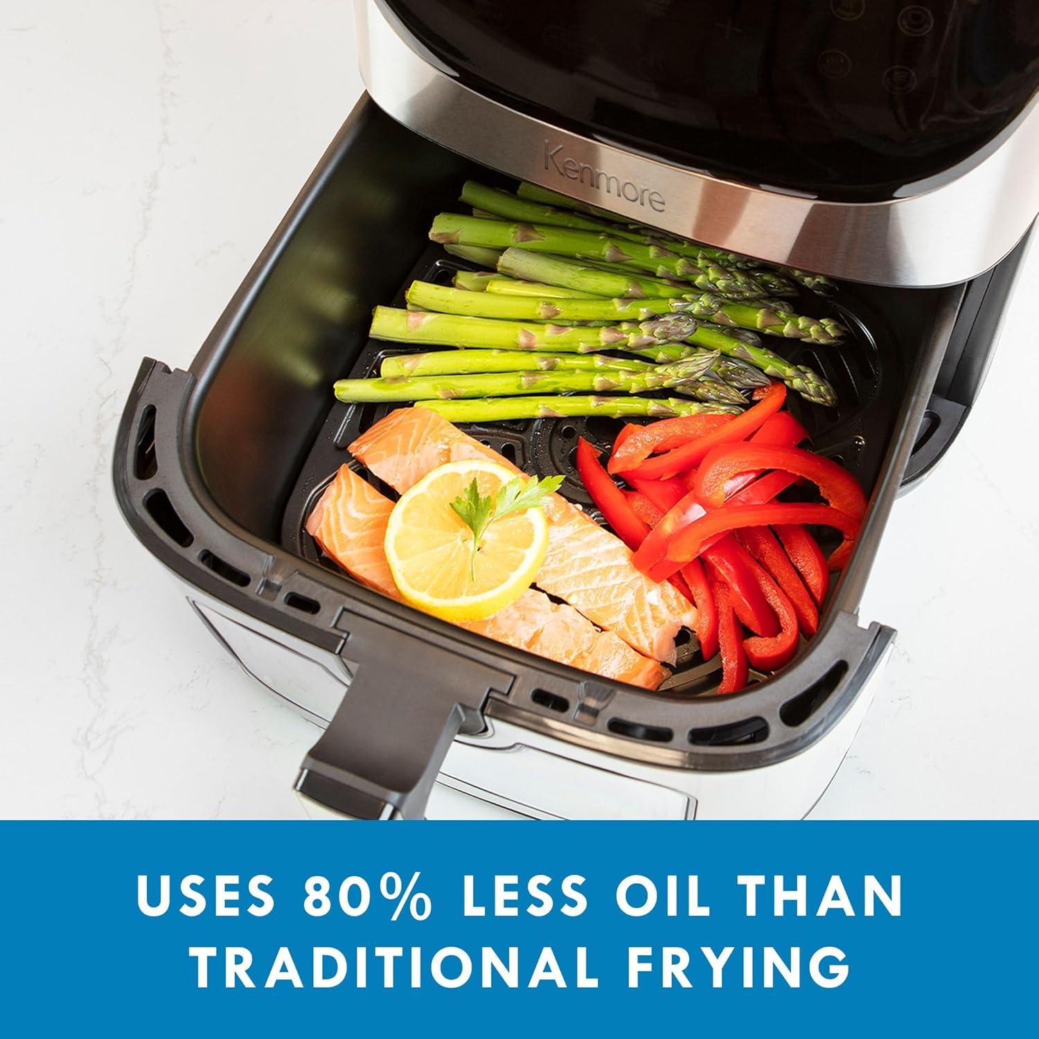 image:imageKenmore Air Fryer Aerogrill NonStick Frying Basket French Fry Digital Touch Screen 12 Presets Freidora Elctrica Countertop Cooking Kitchen Appliance Stainless Steel 8 Quart BlackSliver And Black
