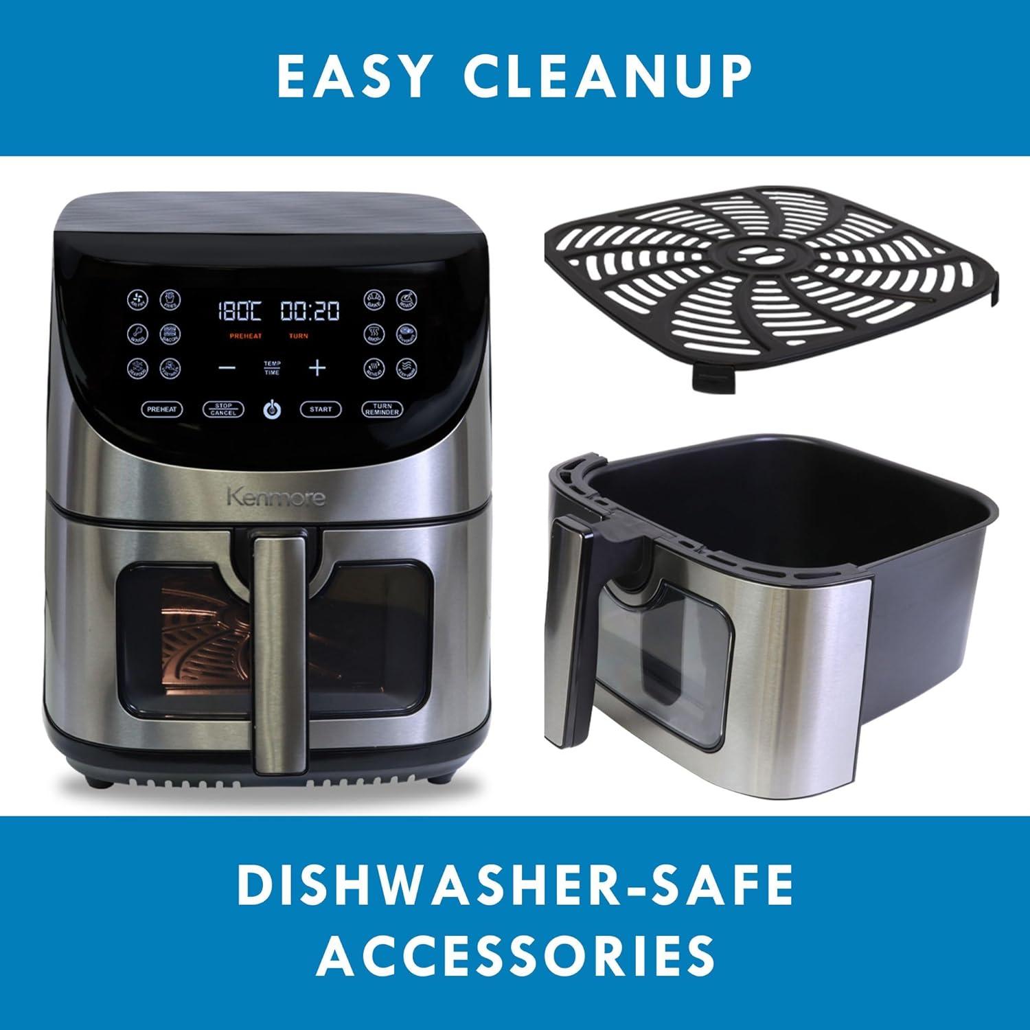 image:imageKenmore Air Fryer Aerogrill NonStick Frying Basket French Fry Digital Touch Screen 12 Presets Freidora Elctrica Countertop Cooking Kitchen Appliance Stainless Steel 8 Quart BlackSliver And Black
