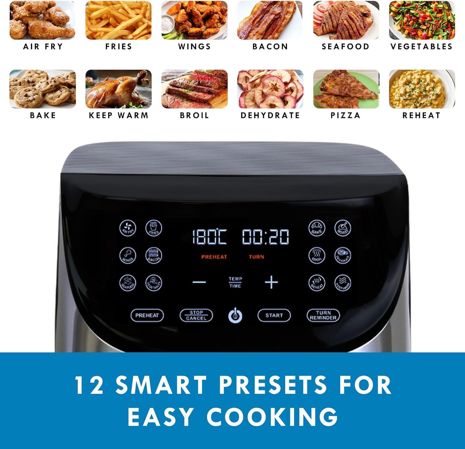 image:imageKenmore Air Fryer Aerogrill NonStick Frying Basket French Fry Digital Touch Screen 12 Presets Freidora Elctrica Countertop Cooking Kitchen Appliance Stainless Steel 8 Quart BlackSliver And Black