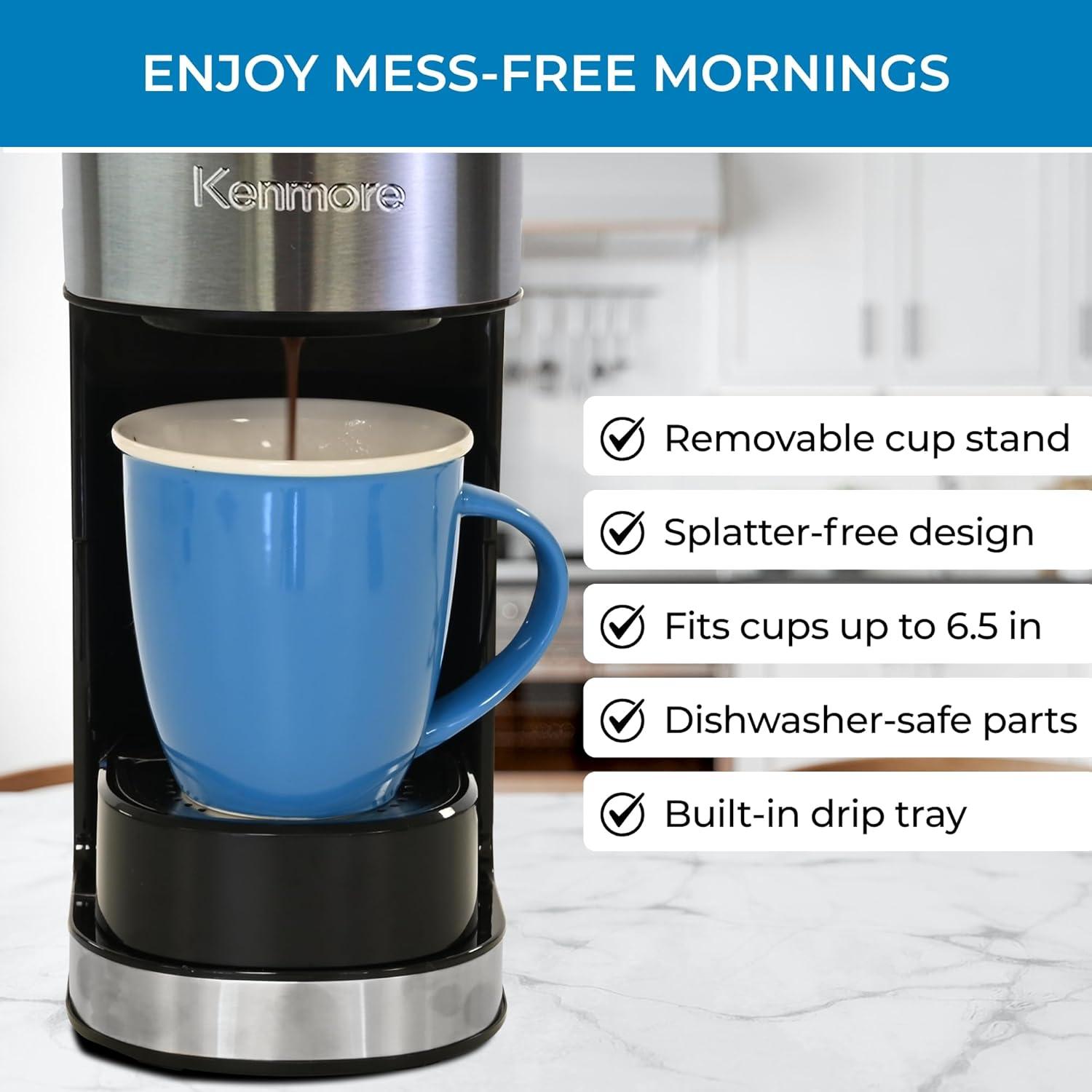 image:imageKenmore Drip Coffee Maker Programmable Cafe Machine With Glass Pot Regular amp Bold Brew Auto Shut Off Large Water Reservoir Reusable Filter Kitchen Appliances For Cafeteria Barista 12 Cup BlackBlack