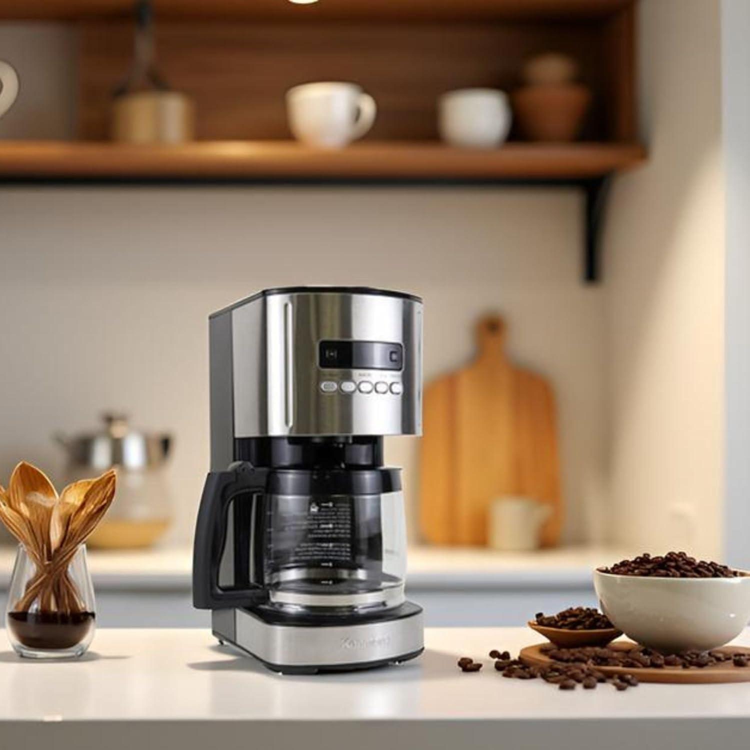 image:imageKenmore Drip Coffee Maker Programmable Cafe Machine With Glass Pot Regular amp Bold Brew Auto Shut Off Large Water Reservoir Reusable Filter Kitchen Appliances For Cafeteria Barista 12 Cup BlackBlack