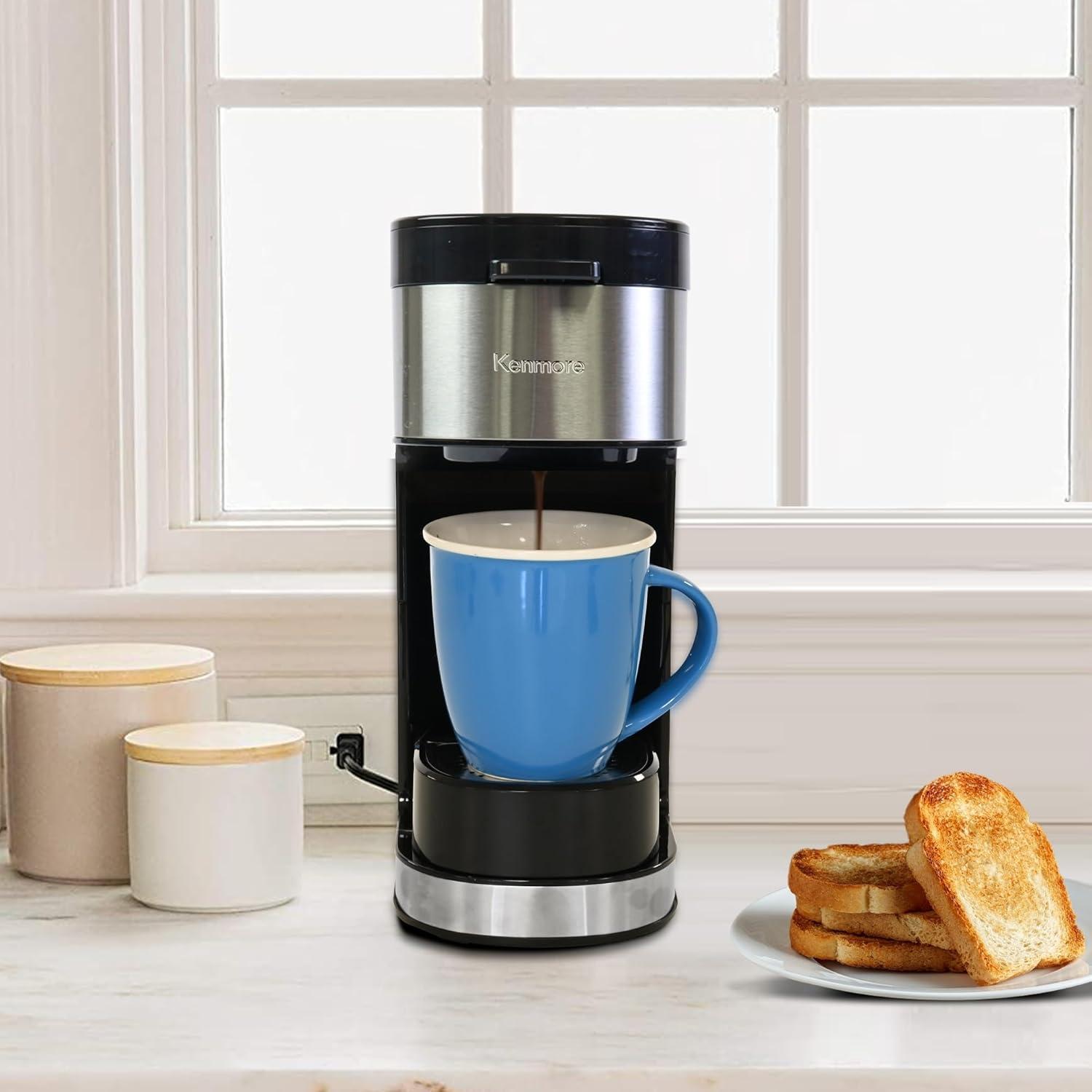 image:imageKenmore Drip Coffee Maker Programmable Cafe Machine With Glass Pot Regular amp Bold Brew Auto Shut Off Large Water Reservoir Reusable Filter Kitchen Appliances For Cafeteria Barista 12 Cup BlackBlack