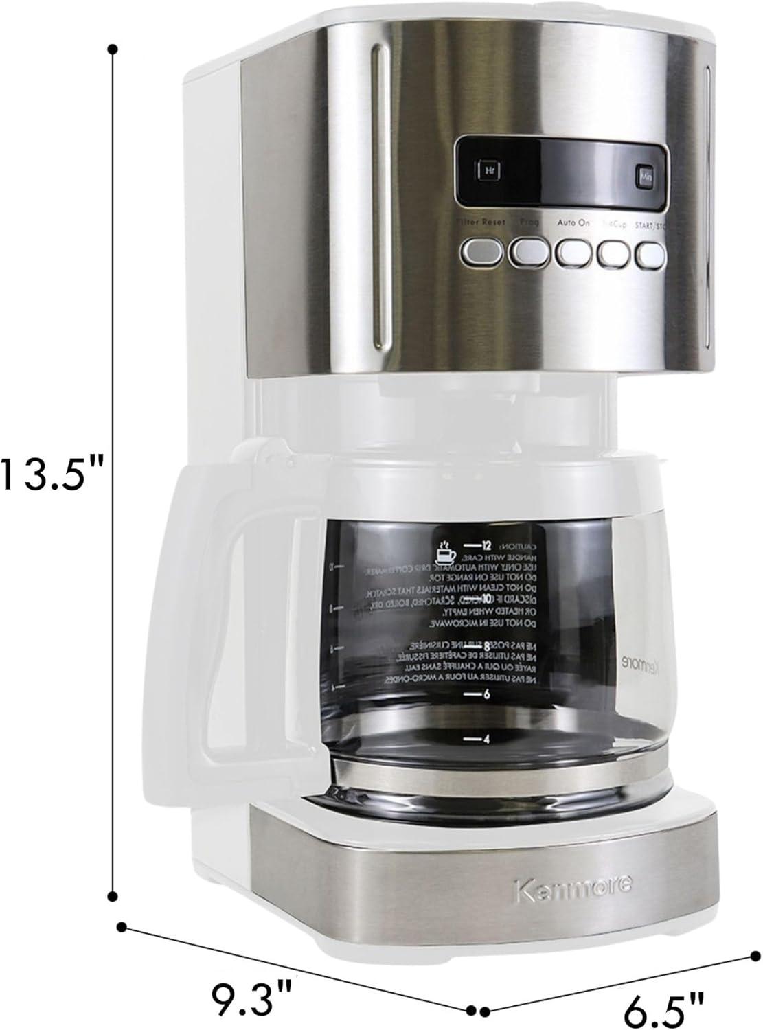 image:imageKenmore Drip Coffee Maker Programmable Cafe Machine With Glass Pot Regular amp Bold Brew Auto Shut Off Large Water Reservoir Reusable Filter Kitchen Appliances For Cafeteria Barista 12 Cup BlackSilver