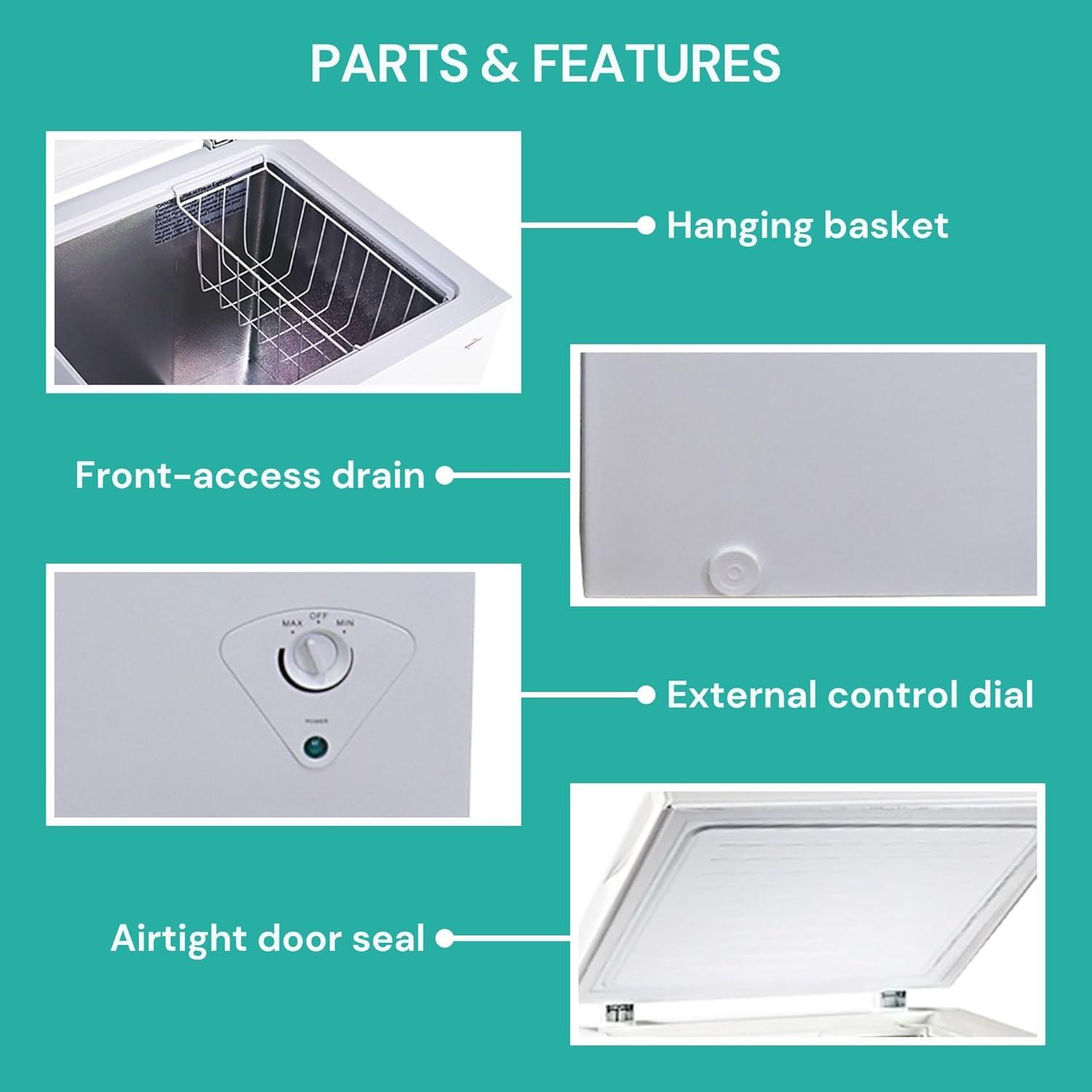 image:imageKoolatron Deep Freezer Chest Freezer 1 Wire Basket Garage Ready Meat Storage Front Drain Congelador For Home Apartment Basement Dorm Cottage Manual Defrost Stand Up 35 Cubic Feet White