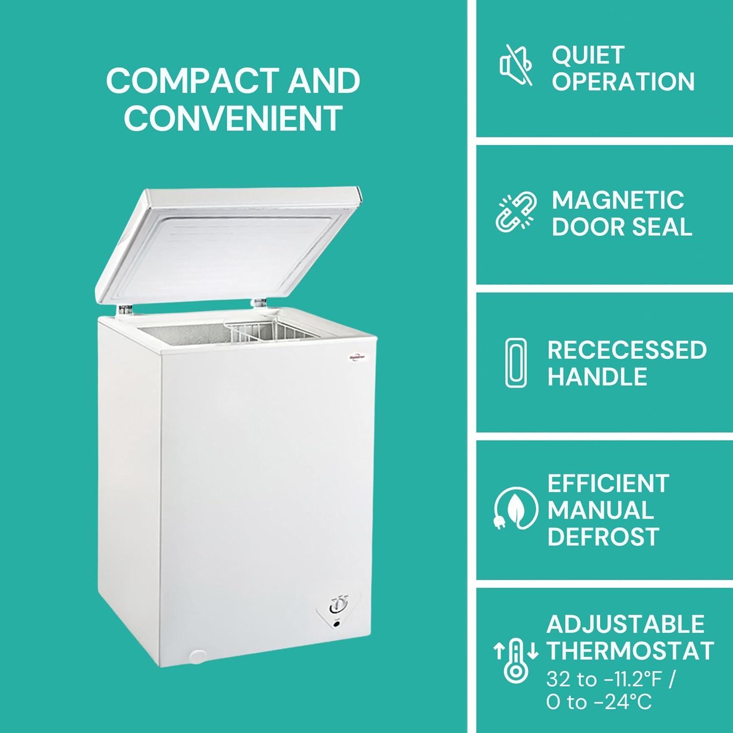 image:imageKoolatron Deep Freezer Chest Freezer 1 Wire Basket Garage Ready Meat Storage Front Drain Congelador For Home Apartment Basement Dorm Cottage Manual Defrost Stand Up 35 Cubic Feet White