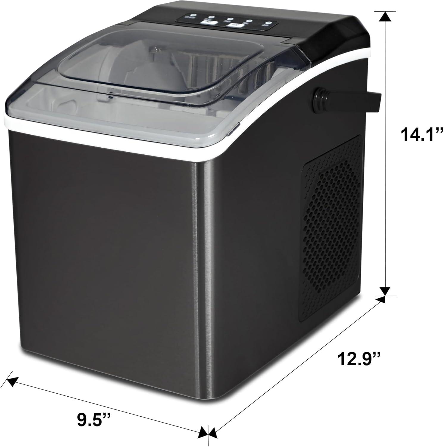 image:imageKoolatron Ice Makers Countertop Portable Ice Machine 2 Sizes Bullet Ice Cubes Ready in 6 Mins 265lbsDay with Ice Scoop and Basket Digital Controls LED Indicators for PartiesHomeOfficeBar Black