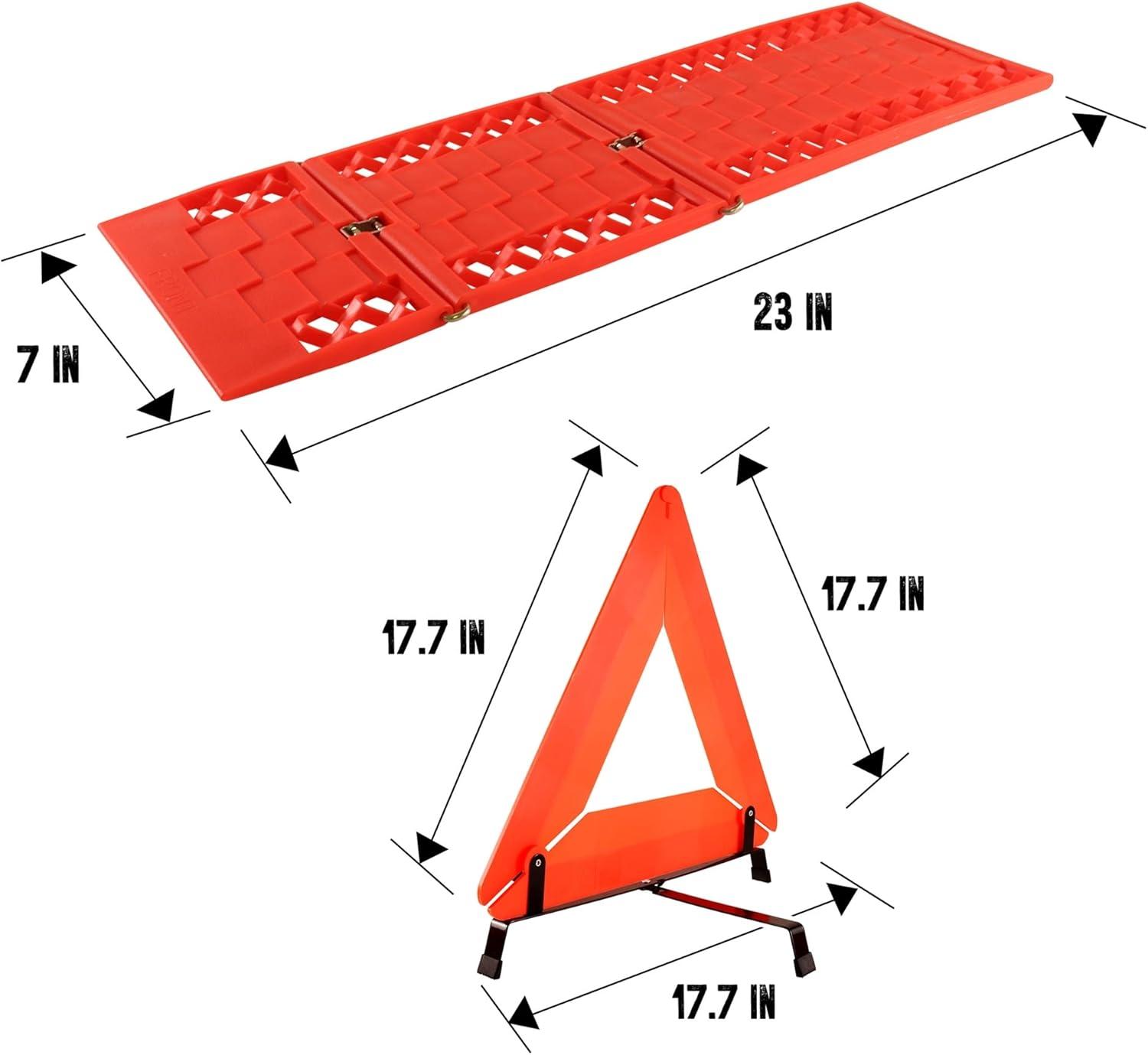 image:imageKoolatron Oskar Emergency Roadside Kit 3Piece Vehicle Safety Set with Folding Tire Traction Mats amp Reflective Warning Triangle Car SUV Truck Essentials for Snow Ice Mud Sand